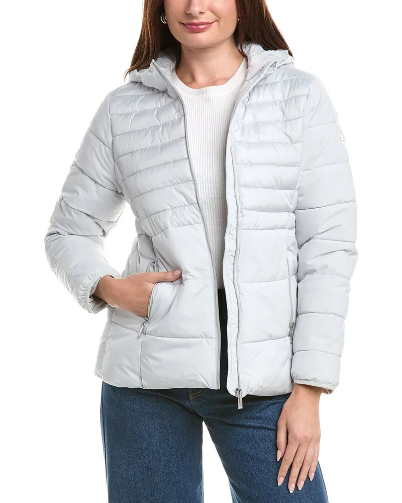 Nicole Miller Mixed Media Puffer Jacket Grey