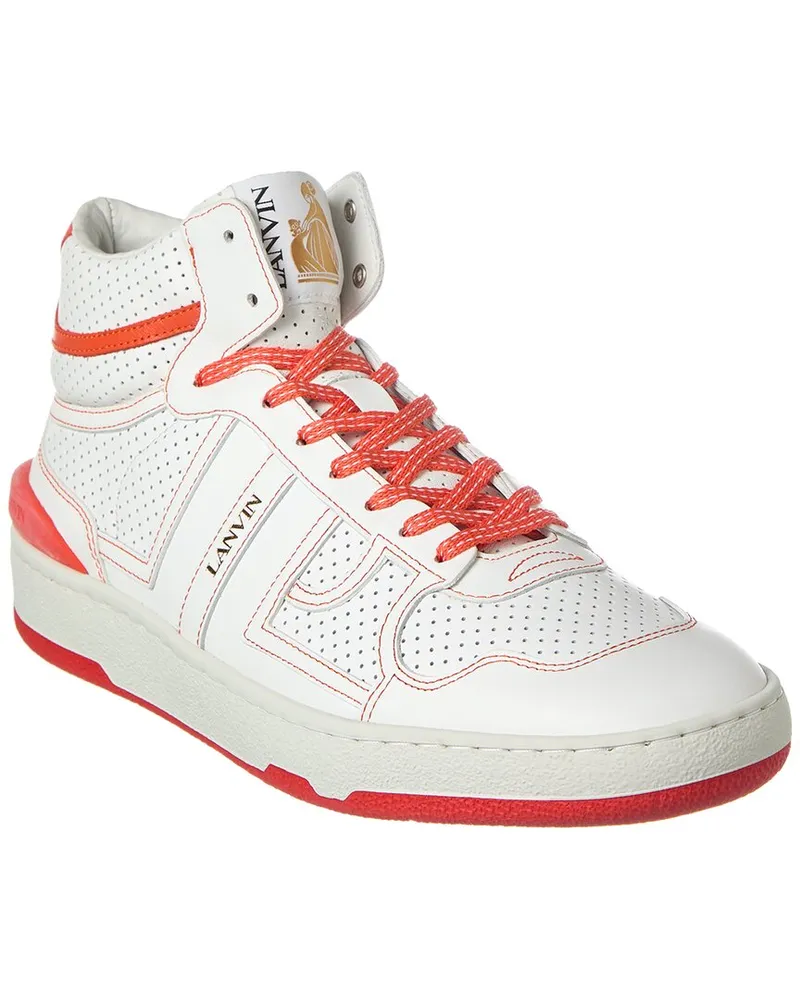 Lanvin Clay Leather High-Top Sneaker White