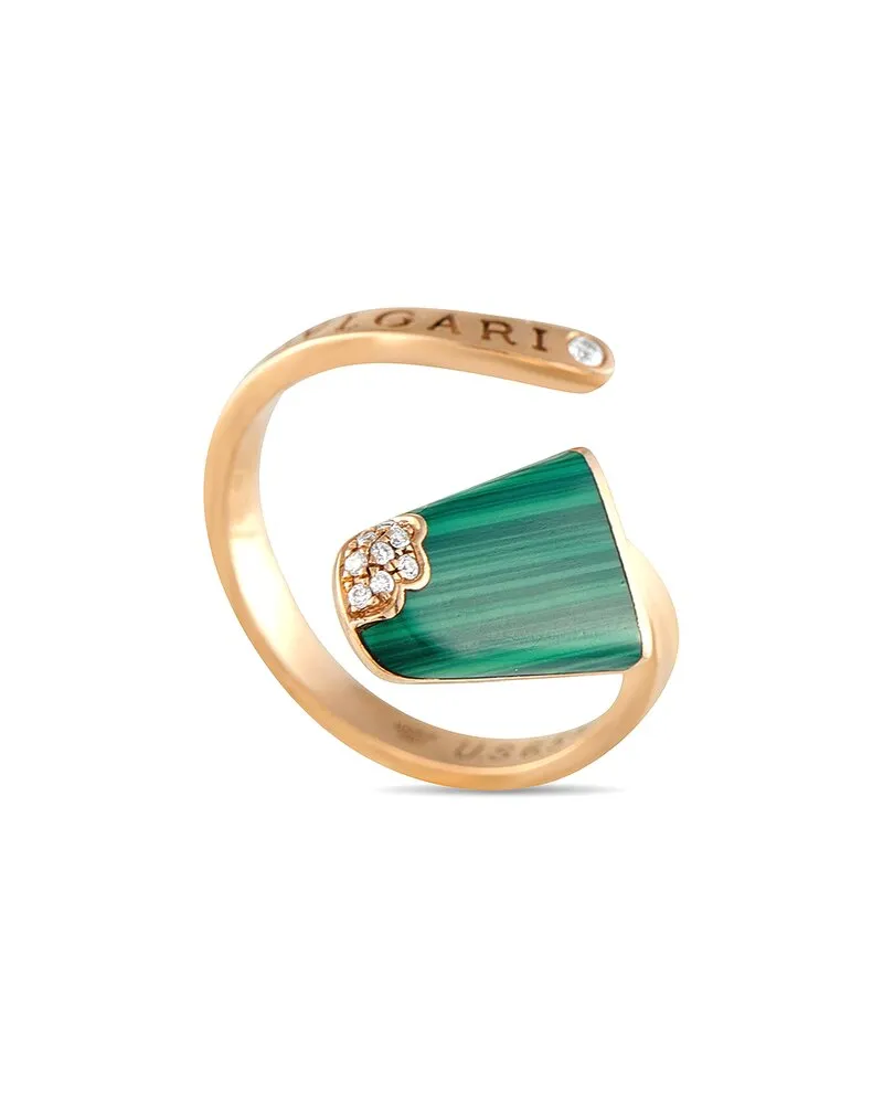 Bulgari 18K Rose Gold Malachite Ring (Authentic Pre-Loved Nocolor