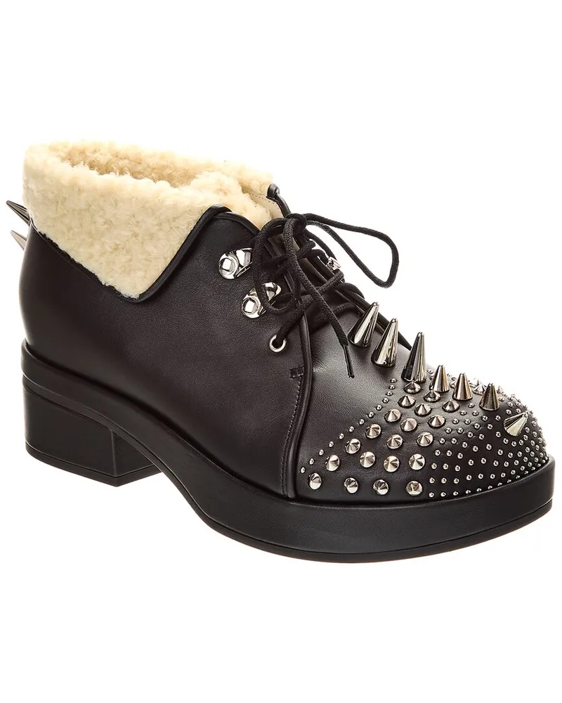 Gucci Logo Spike Leather Bootie Black