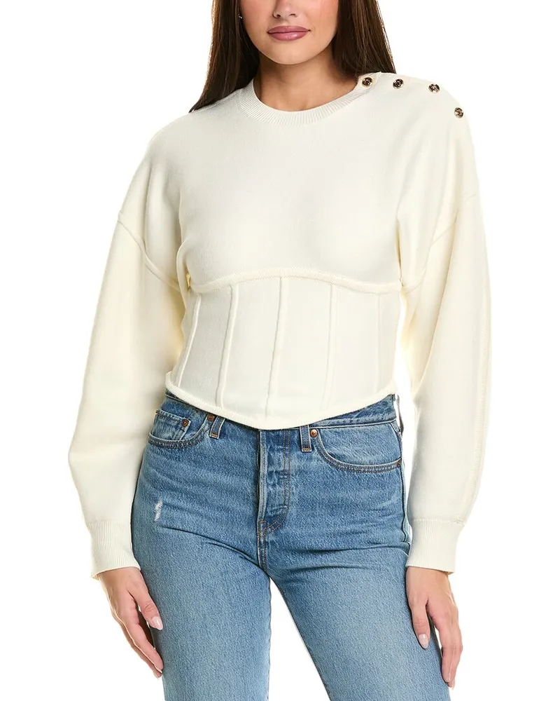 Maje Corset Hem Sweater White