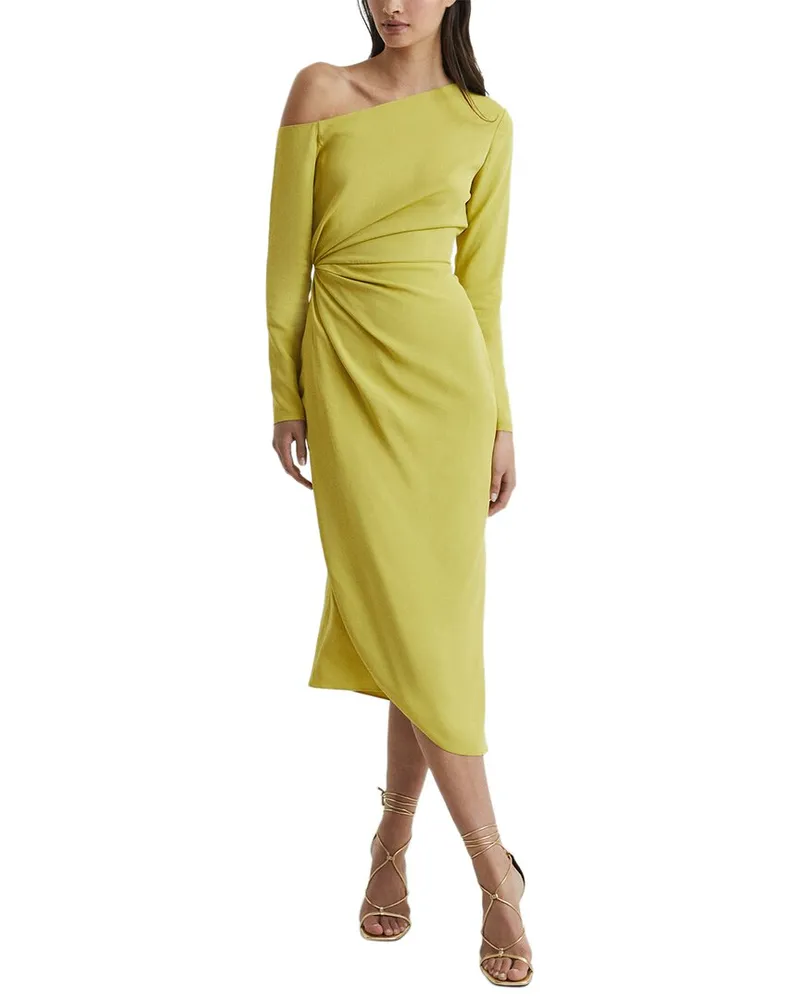 Reiss Nadia Off-Shoulder Drape Midi Dress Nocolor
