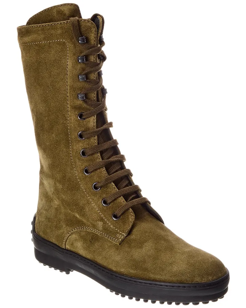 TOD'S Gomma Leather Platform Boot Green