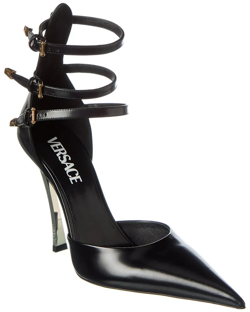 Versace Pin Point Leather Pump Black