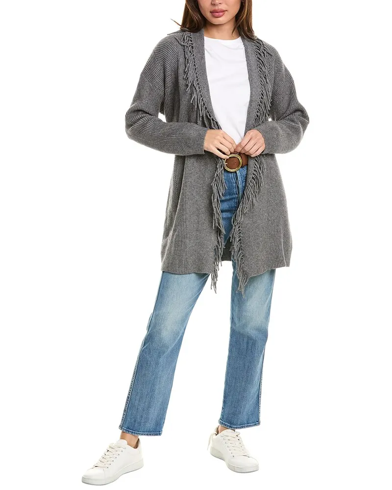 Splendid Cora Fringe Cardigan Grey