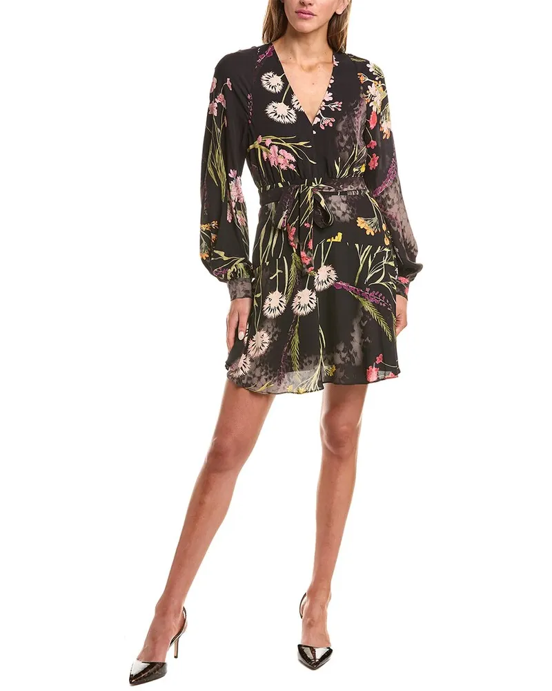 Reiss Kiera Floral Flippy Print Dress Black