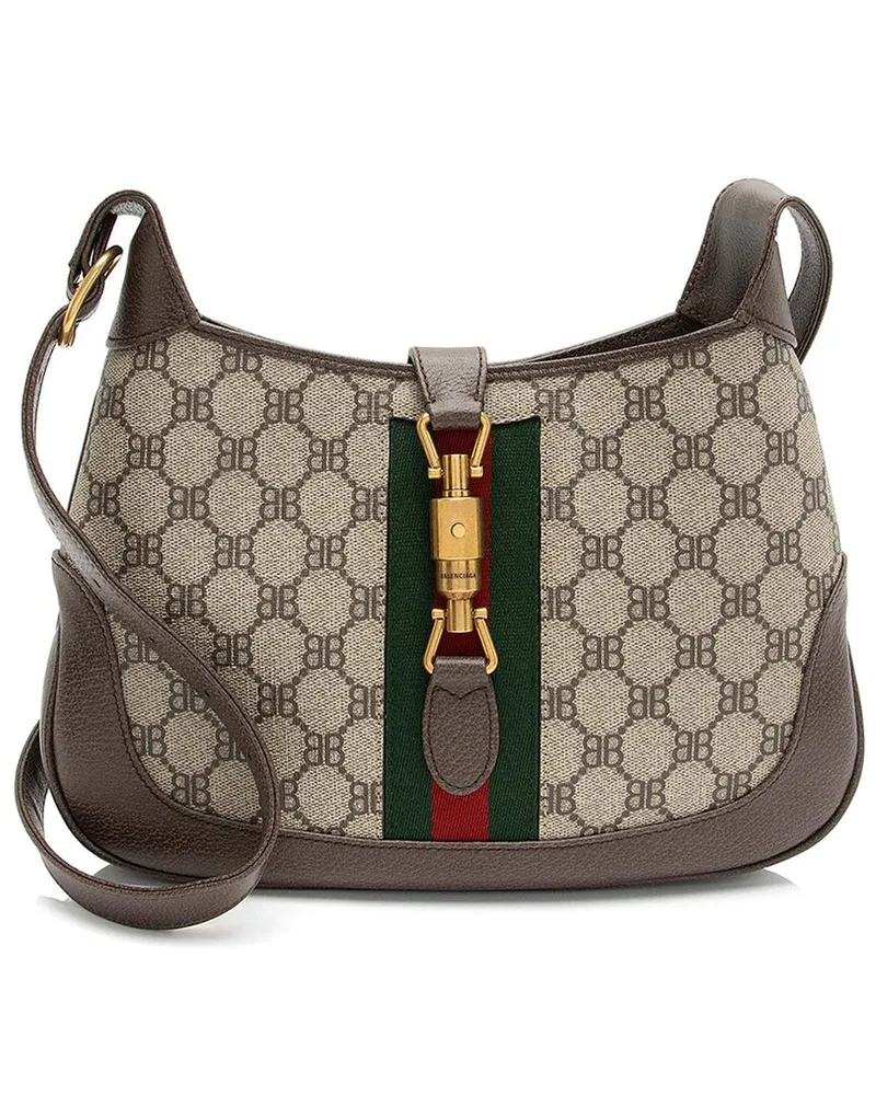 Gucci Brown BB Supreme Canvas x Balenciaga The Hacker Project Jackie Small  Shoulder Bag (Authentic Pre-Loved Nocolor