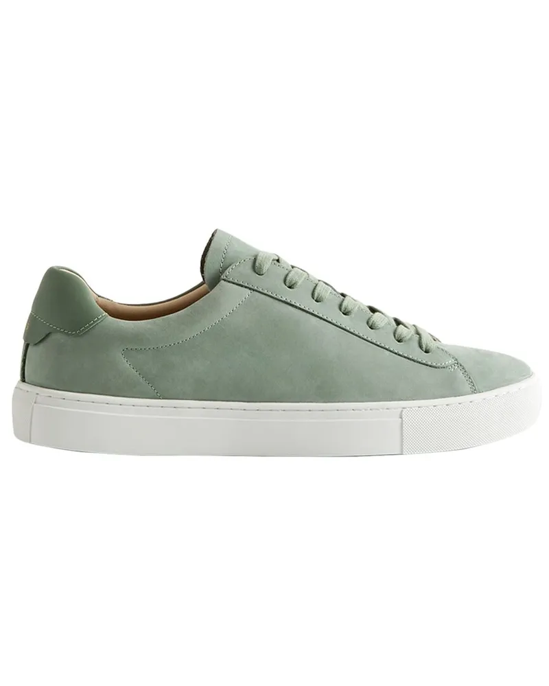 Reiss Finley Nubuck Leather Trainer Green