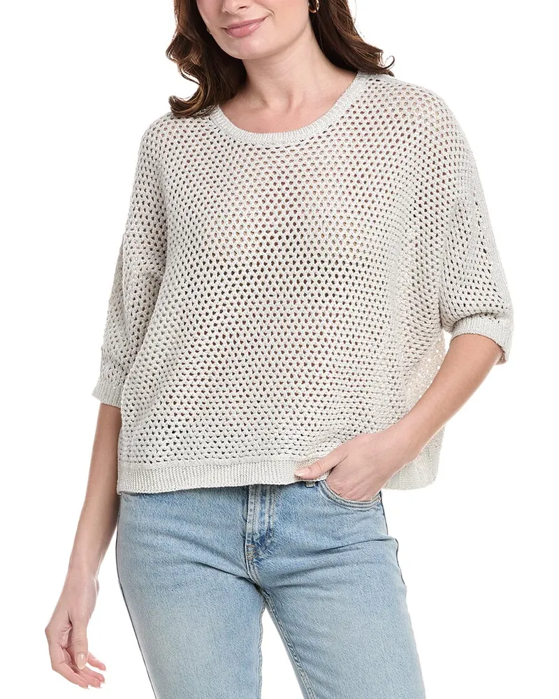 Vince Camuto Fishnet Sweater Grey