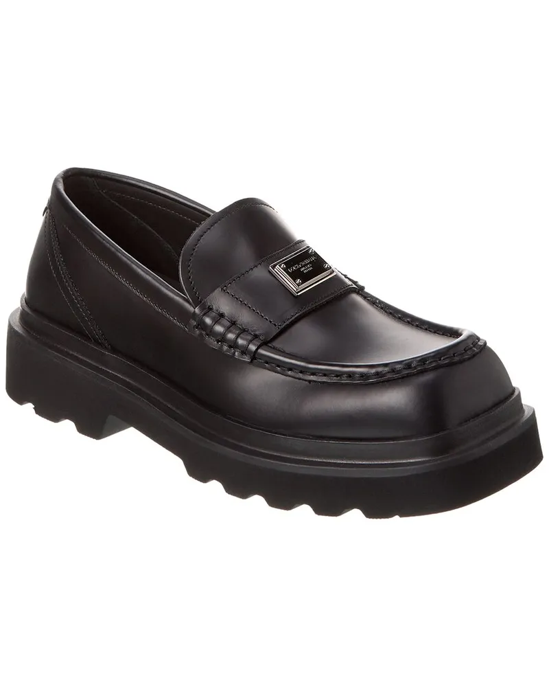 Dolce & Gabbana Logo Leather Loafer Black