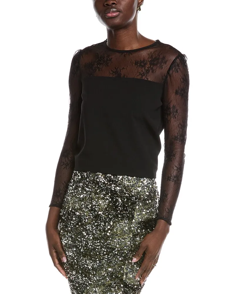 HUGO BOSS Bettina Lace Yoke Blouse Black
