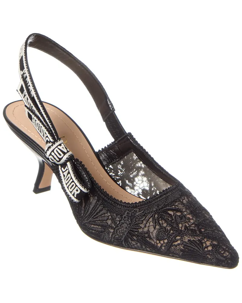 Dior J'Adior Lace & Leather Slingback Pump Black