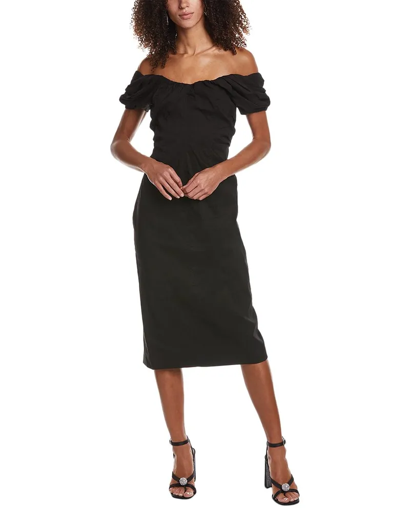A.L.C. Nora Linen-Blend Midi Dress Black