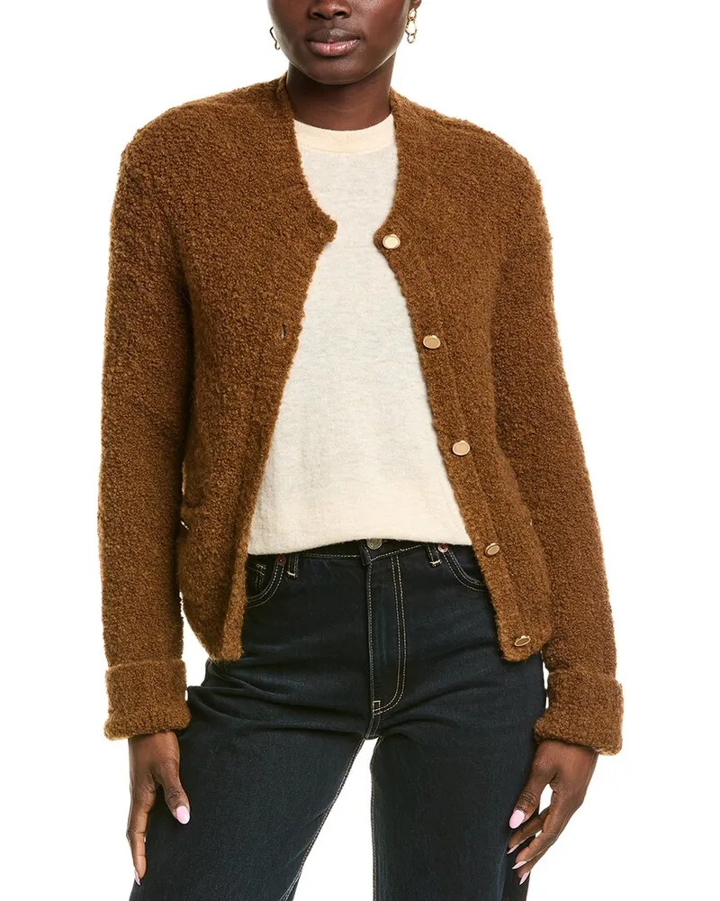 Frame Denim Wool & Alpaca-Blend Cardigan Brown