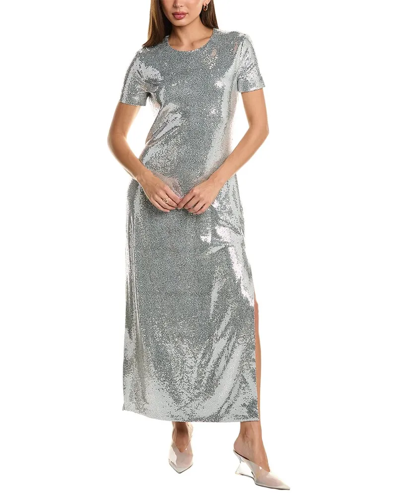 Michael Kors Paillette T-Shirt Dress Metallic