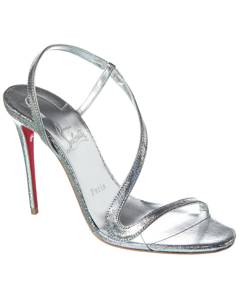 Christian Louboutin Rosalie 100 Leather Sandal Silver
