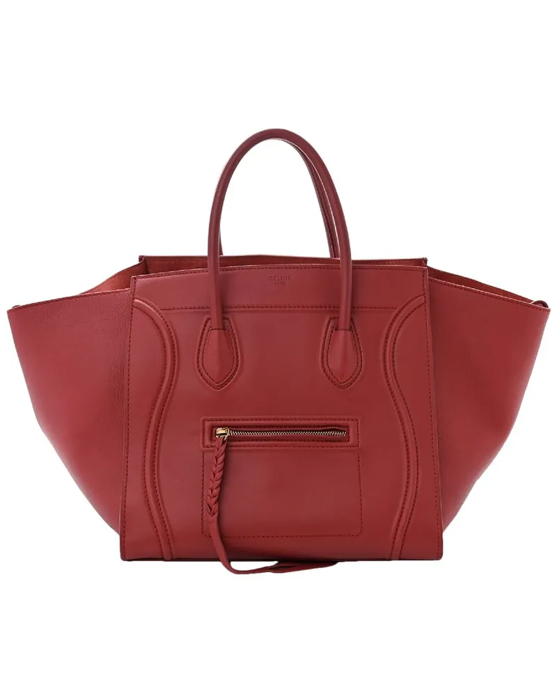 Celine Red Drummed Leather Phantom Luggage (Authentic Pre-Loved Nocolor