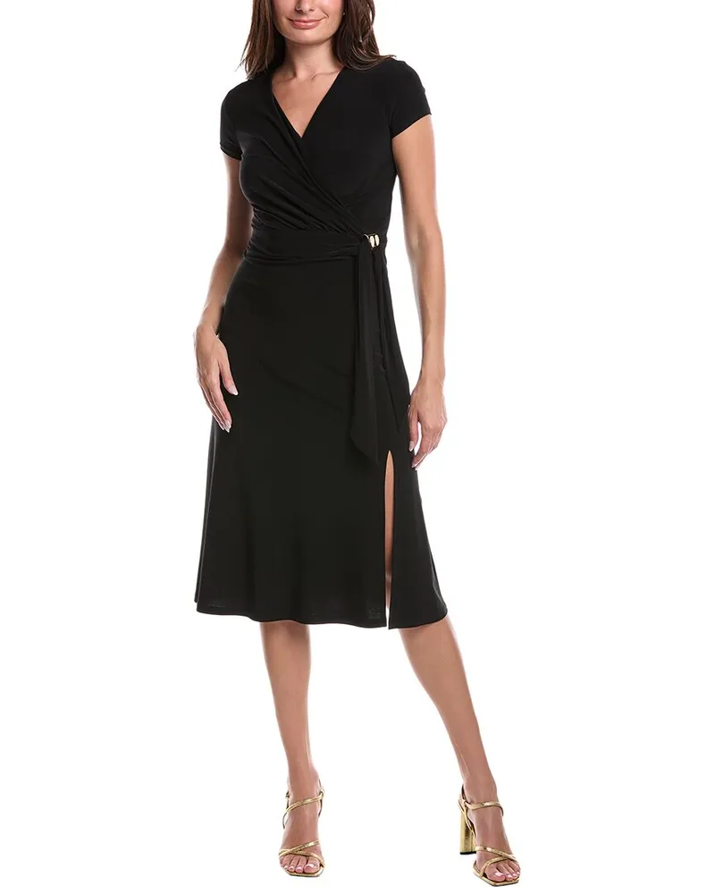 Joseph Ribkoff Tie Side Faux Wrap Dress Black