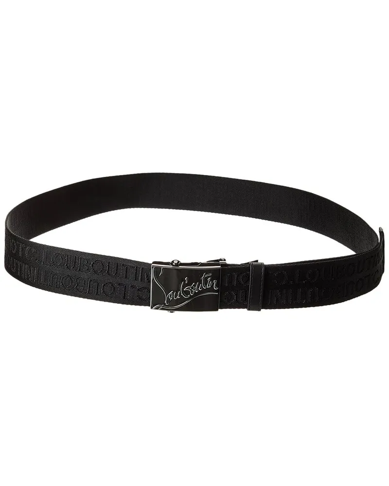 Christian Louboutin Ruisbuddy Canvas & Leather Belt Black