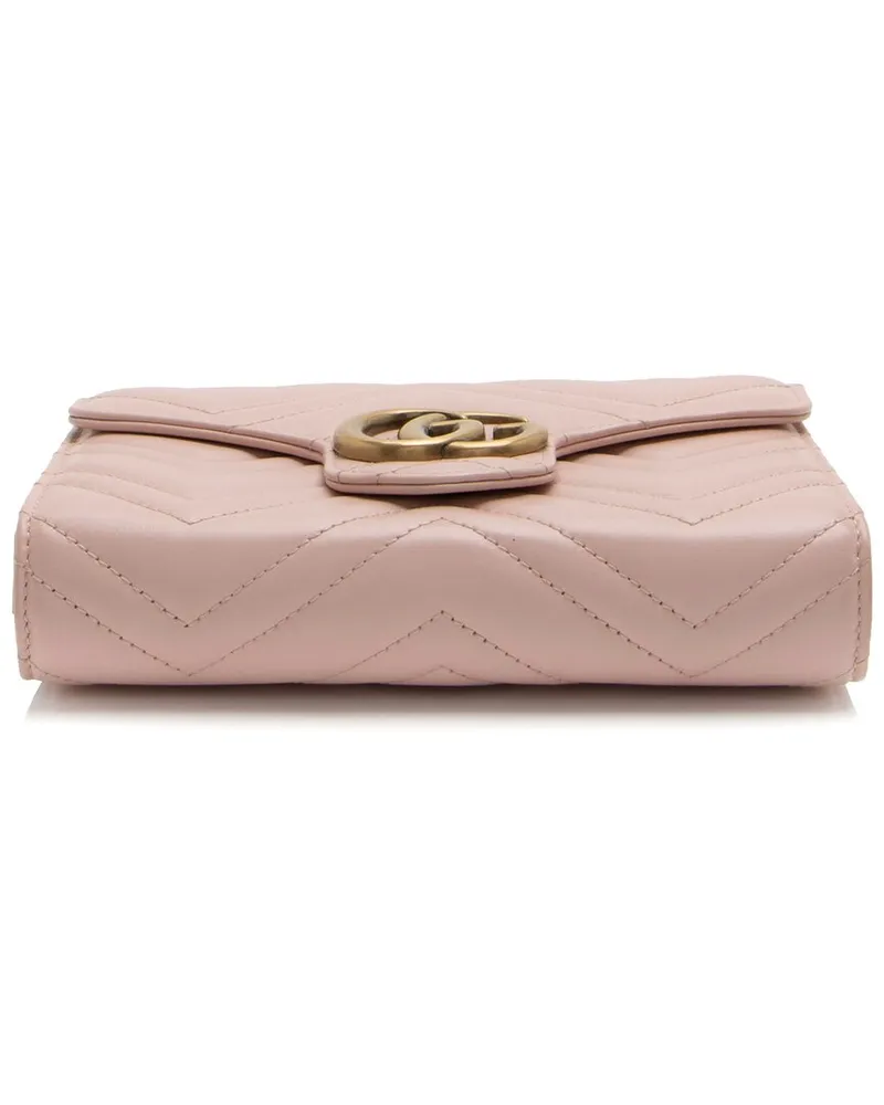 Gucci Pink Leather GG Marmont Mini Wallet On Chain (Authentic Pre-Loved Nocolor