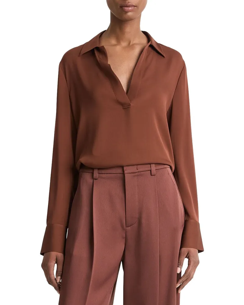 Vince Pullover Silk-Blend Polo Shirt Nocolor