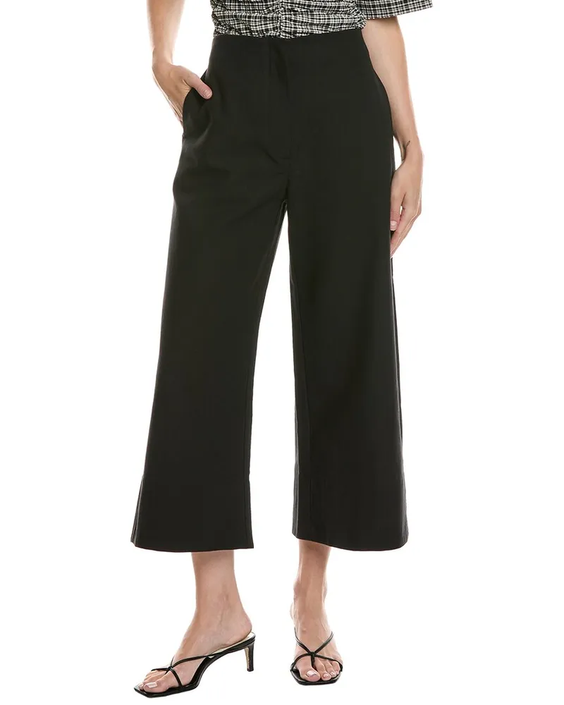 Ganni Cropped Wide Leg Pant Black