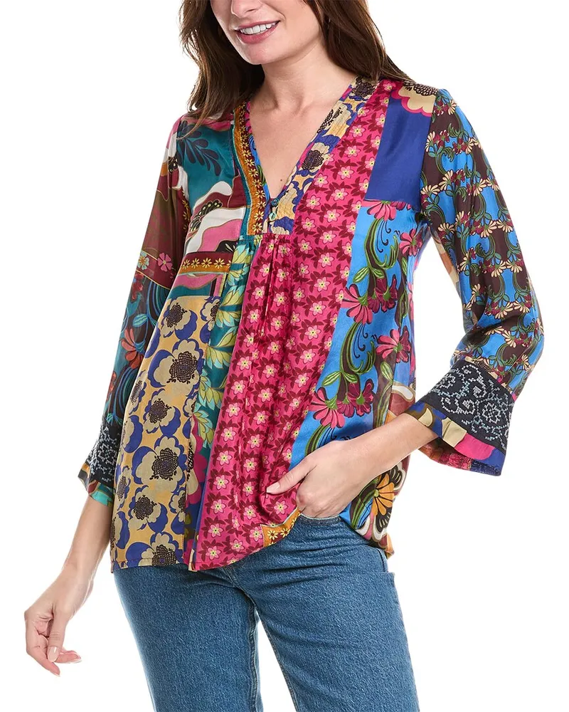 Johnny Was Promisino Robi Silk Blouse Pink