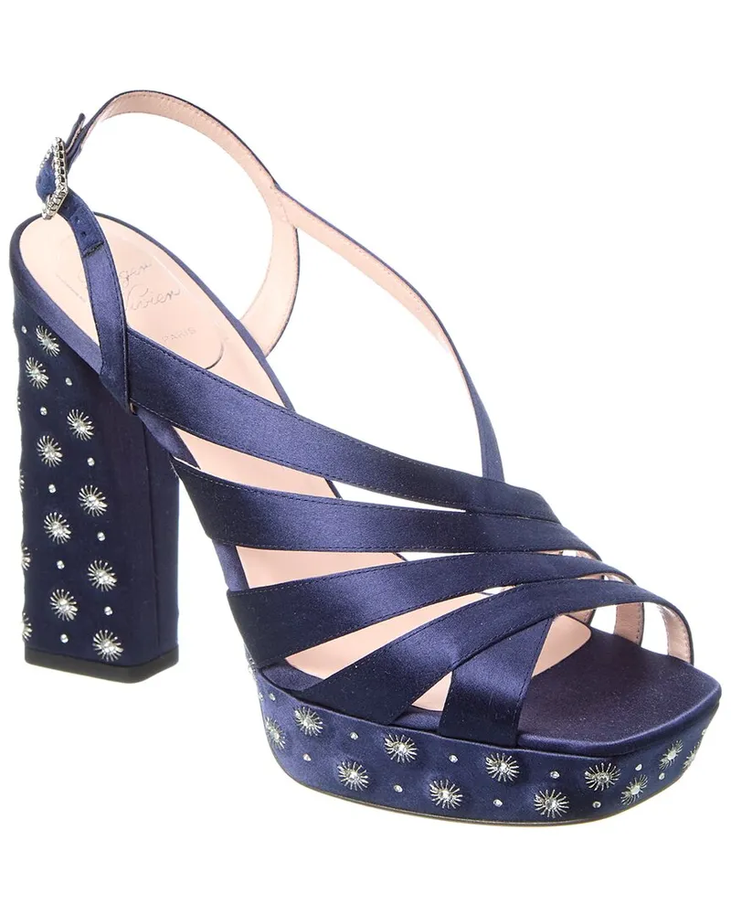 Roger Vivier Mini Platform Satin Sandal Blue