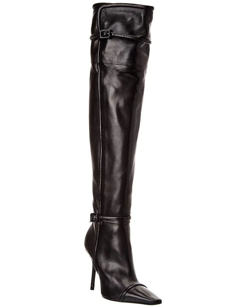 Roger Vivier Leather Knee-High Boot Black