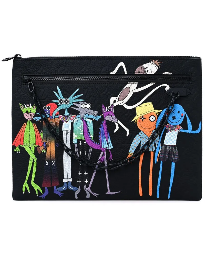 Louis Vuitton Black LV Taurillon Leather Cartoon LV Friends A4 Pochette  (Authentic Pre-Loved Nocolor