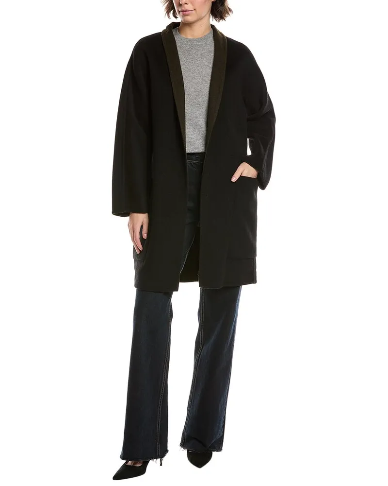 Vince Reversible Wool-Blend Car Coat Black