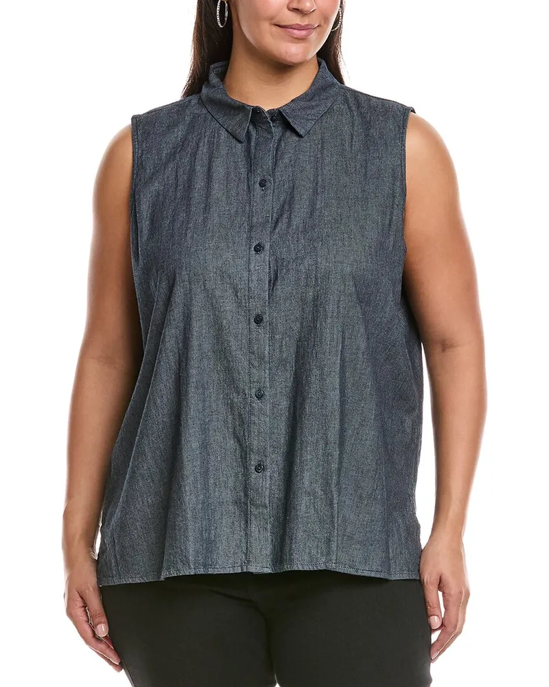 Eileen Fisher Plus Classic Shirt Blue