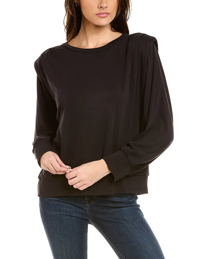 Elie Tahari Padded Shoulder Top Black