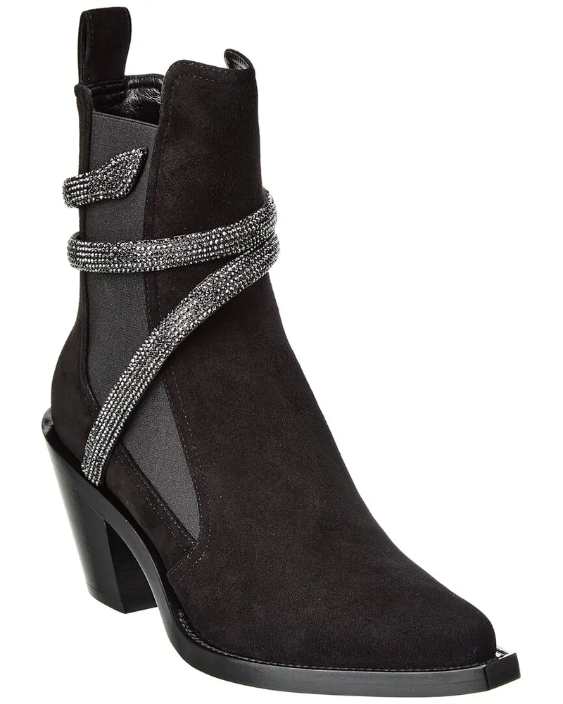 René Caovilla Suede Boot Black