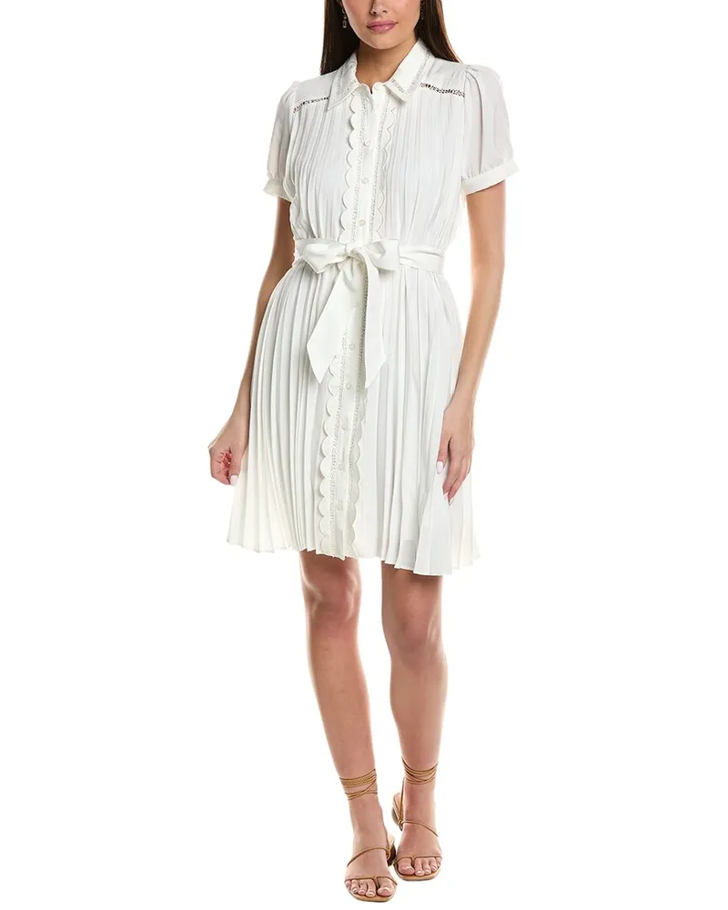 Karl Lagerfeld Accordion Pleated Shirtdress White