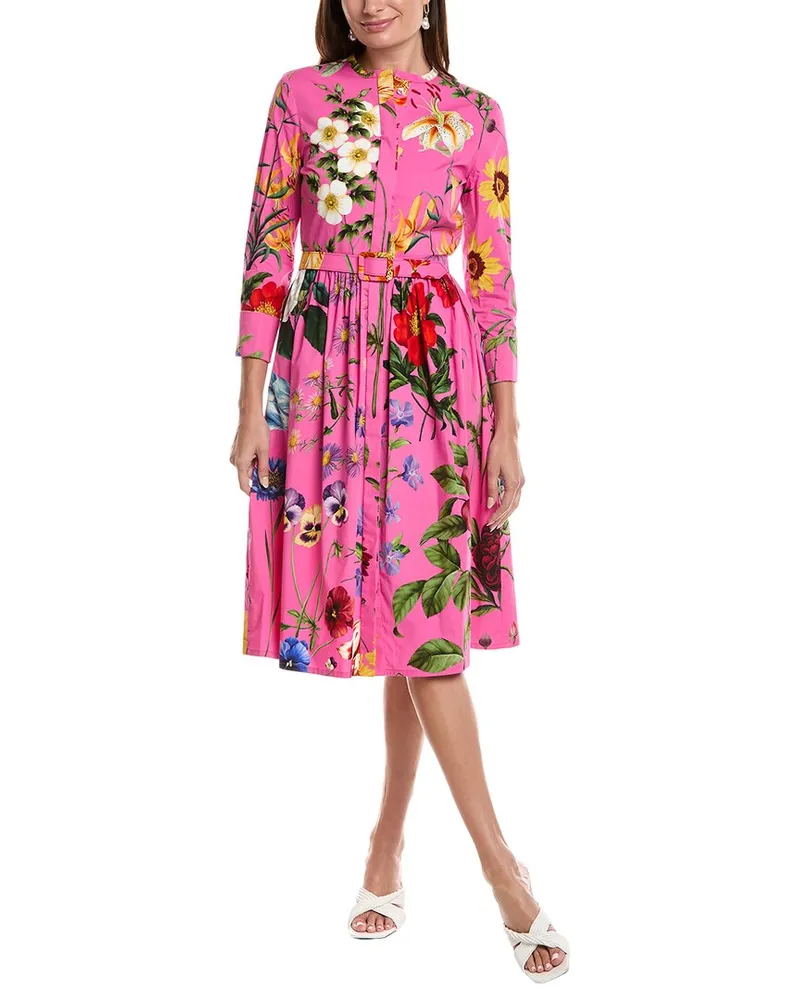 Oscar de la Renta Belted Shirtdress Pink