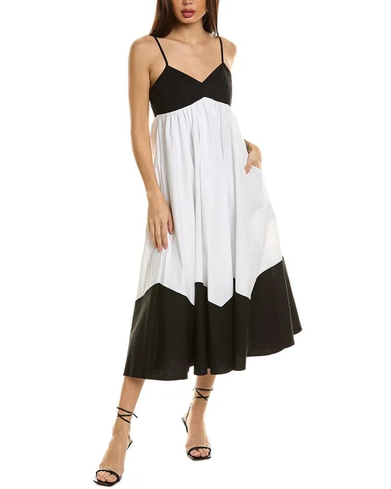 Elie Tahari The Grace Colorblocked Midi Dress Black