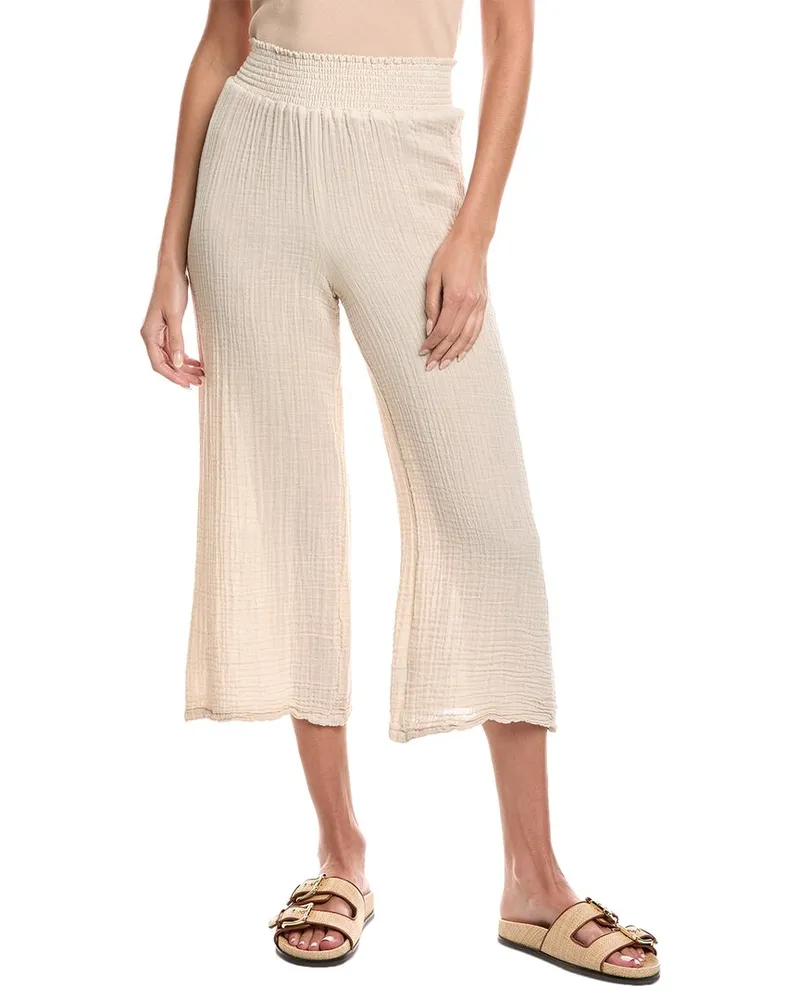 Michael Stars Medina Smocked Waist Cropped Pant Grey