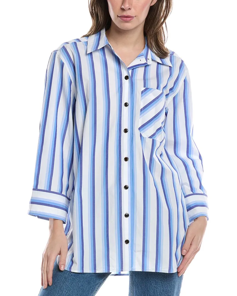 Ganni Striped Shirt Blue