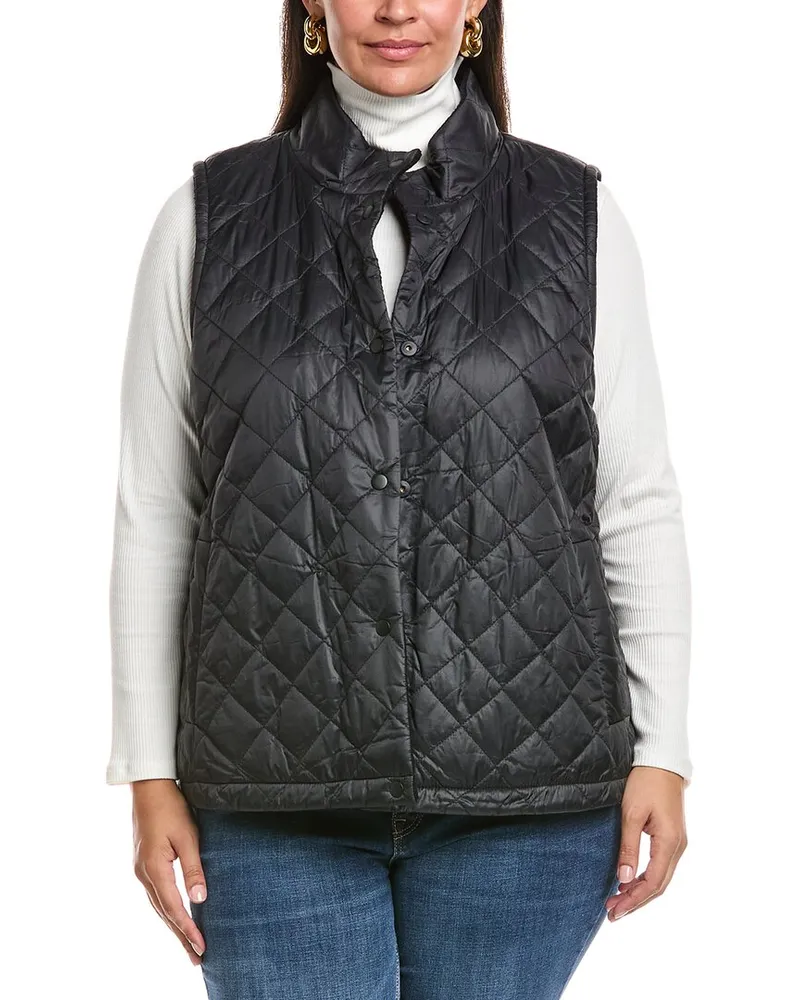 Eileen Fisher Plus Reversible Wool-Blend Vest Black