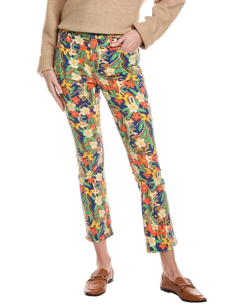 Mother The Insider Flood High-Rise Cosmic Blooms Bootcut Jean Blue