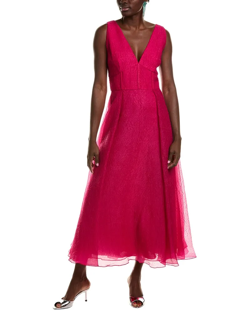 Monique Lhuillier Giselle Midi Dress Pink