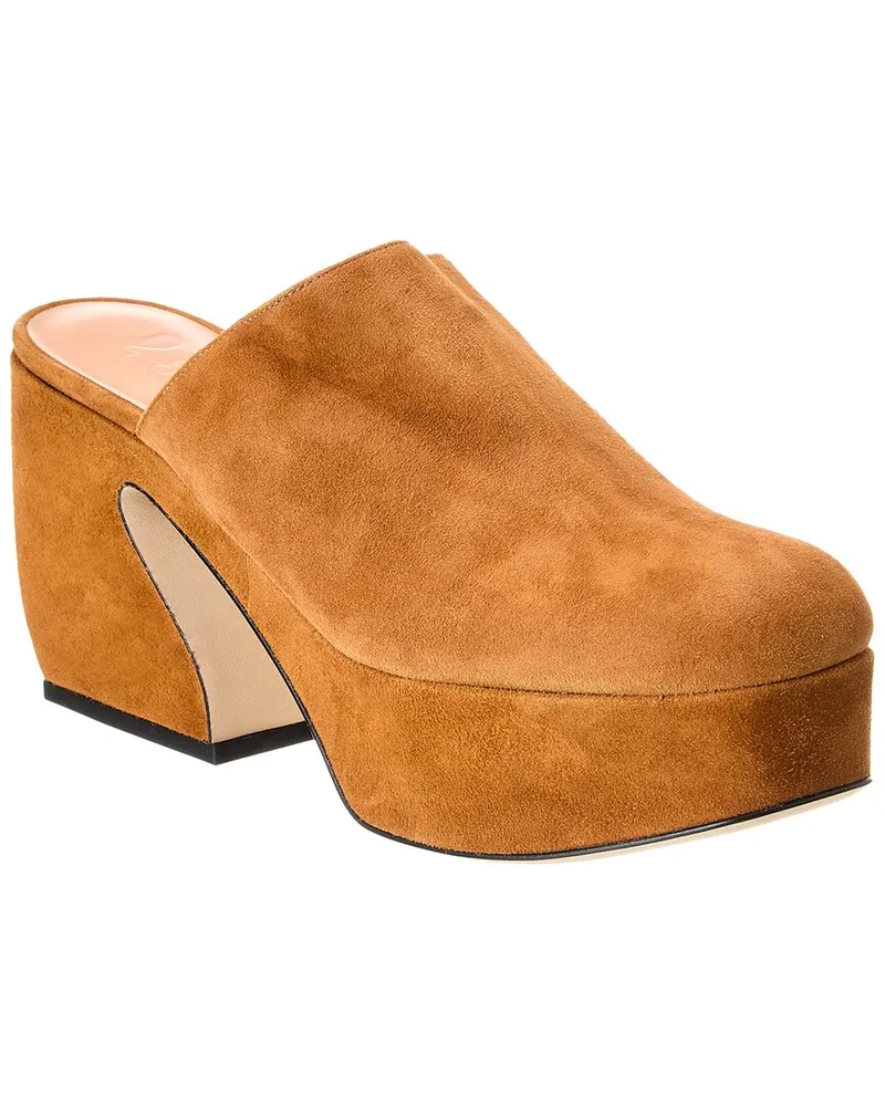 Sergio Rossi Suede Platform Mule Brown