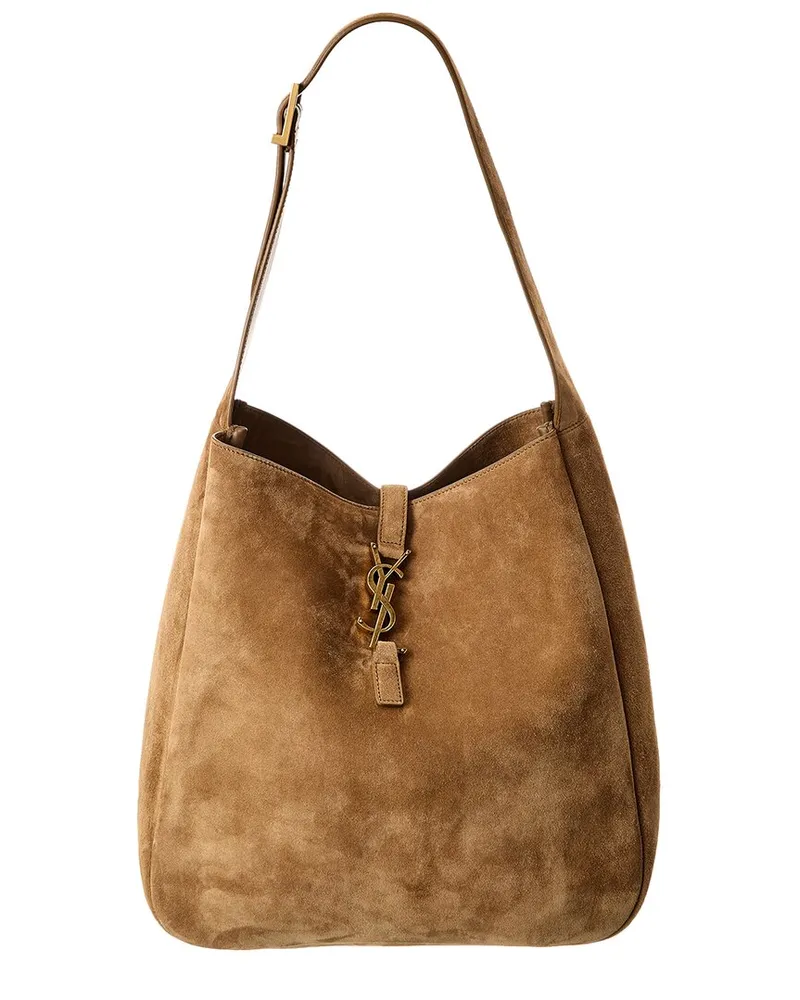 Saint Laurent Le 5 A 7 Supple Large Suede Hobo Bag Beige