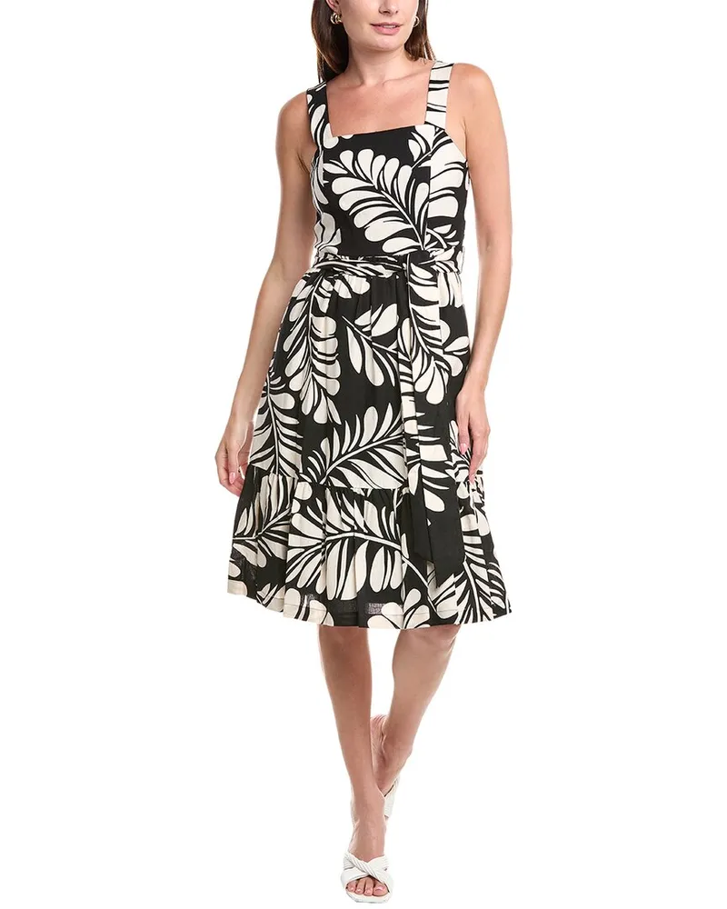 Anne Klein Linen-Blend Midi Dress Black