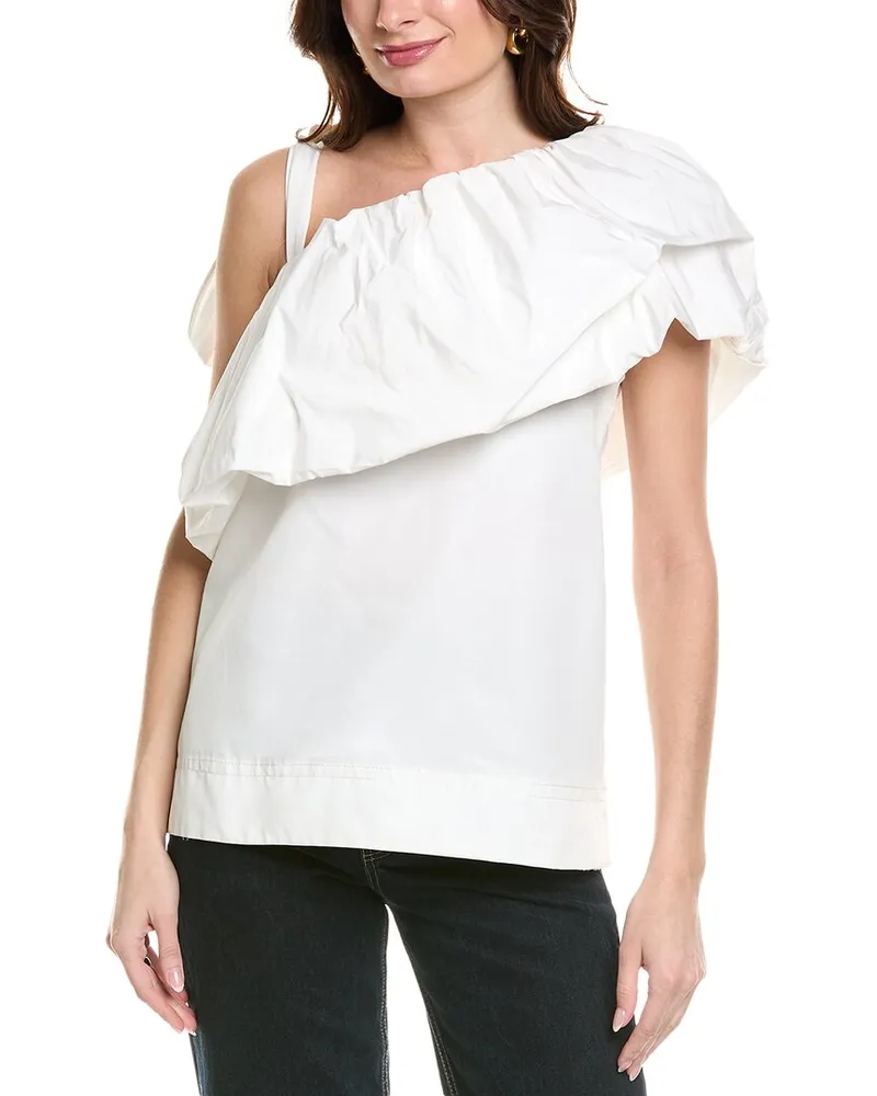 Valentino Garavani One-Shoulder Silk-Lined Top White