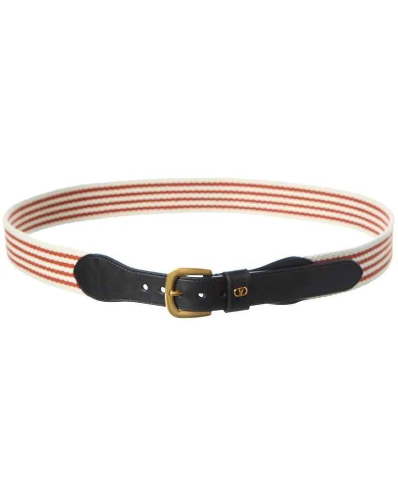 Valentino Garavani VLogo Signature Ribbon & Leather Belt Orange