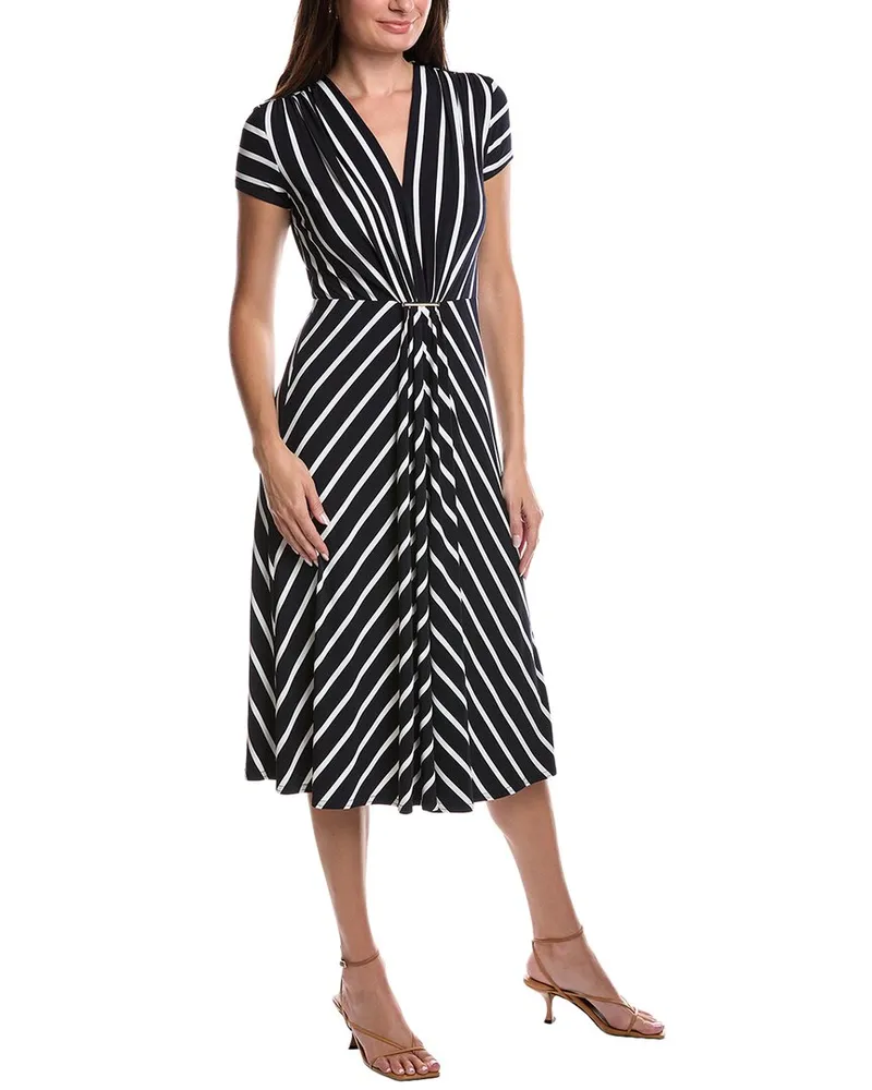 Joseph Ribkoff Gathered Front Midi Dress Blue