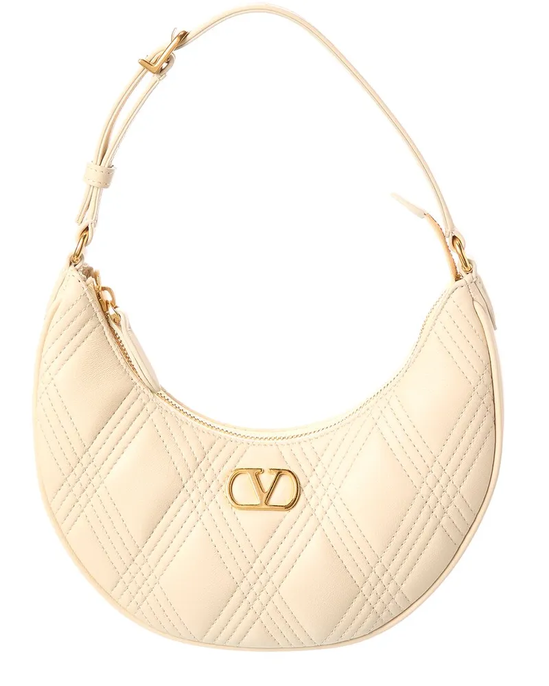 Valentino Garavani VLogo Signature Leather Hobo Bag White