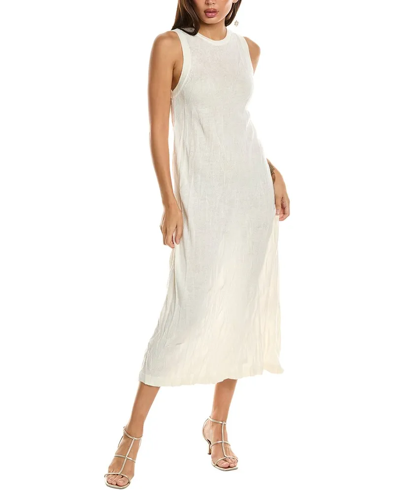 Helmut Lang Crush Wool-Blend Midi Dress Ivory